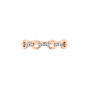 14K rose gold diamond link ring with floral ends, timeless fine jewelry for everyday wear