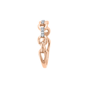 14K rose gold chain link ring with diamond accents, timeless fine jewelry design