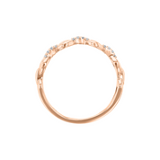 Rose gold diamond stackable ring with textured band, fine jewelry for everyday wear