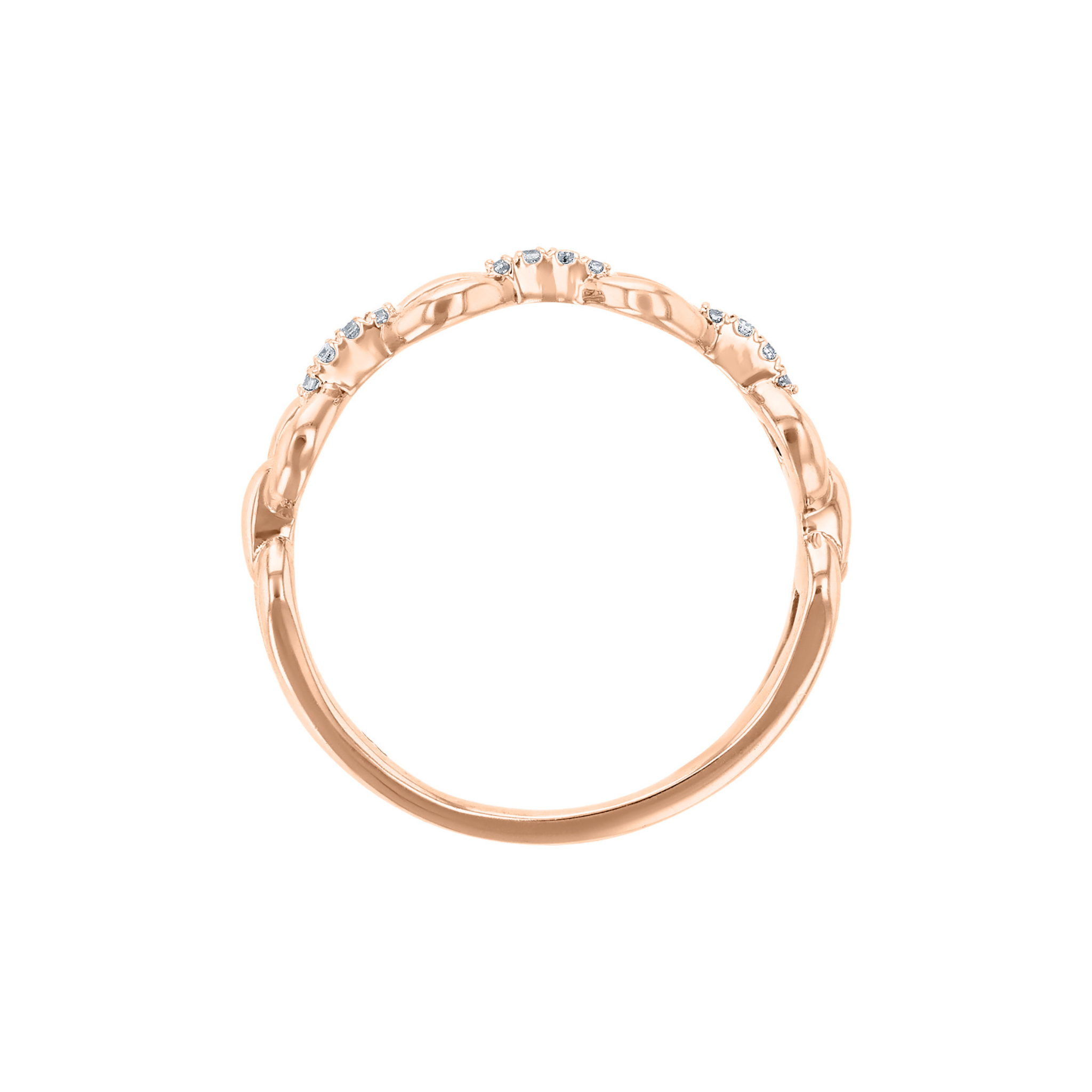 Rose gold diamond stackable ring with textured band, fine jewelry for everyday wear