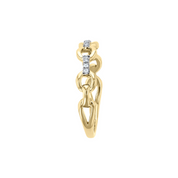 14K gold chain link ring with diamond accents, timeless fine jewelry design