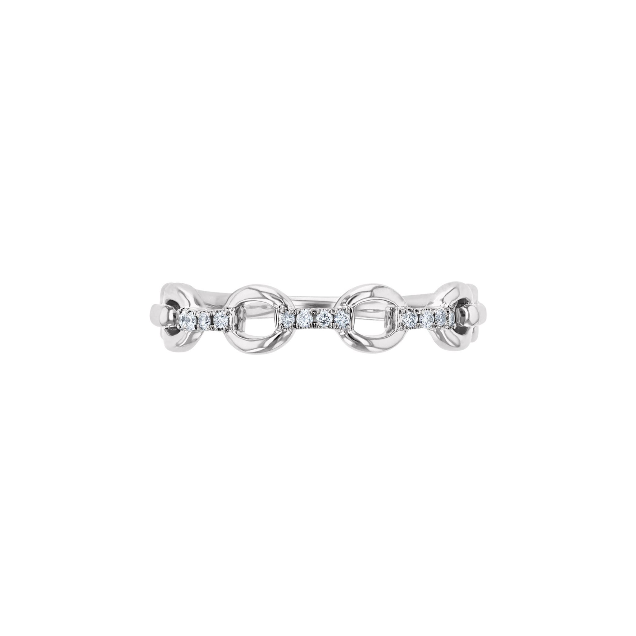 14K gold diamond link ring with floral ends, timeless fine jewelry for everyday wear