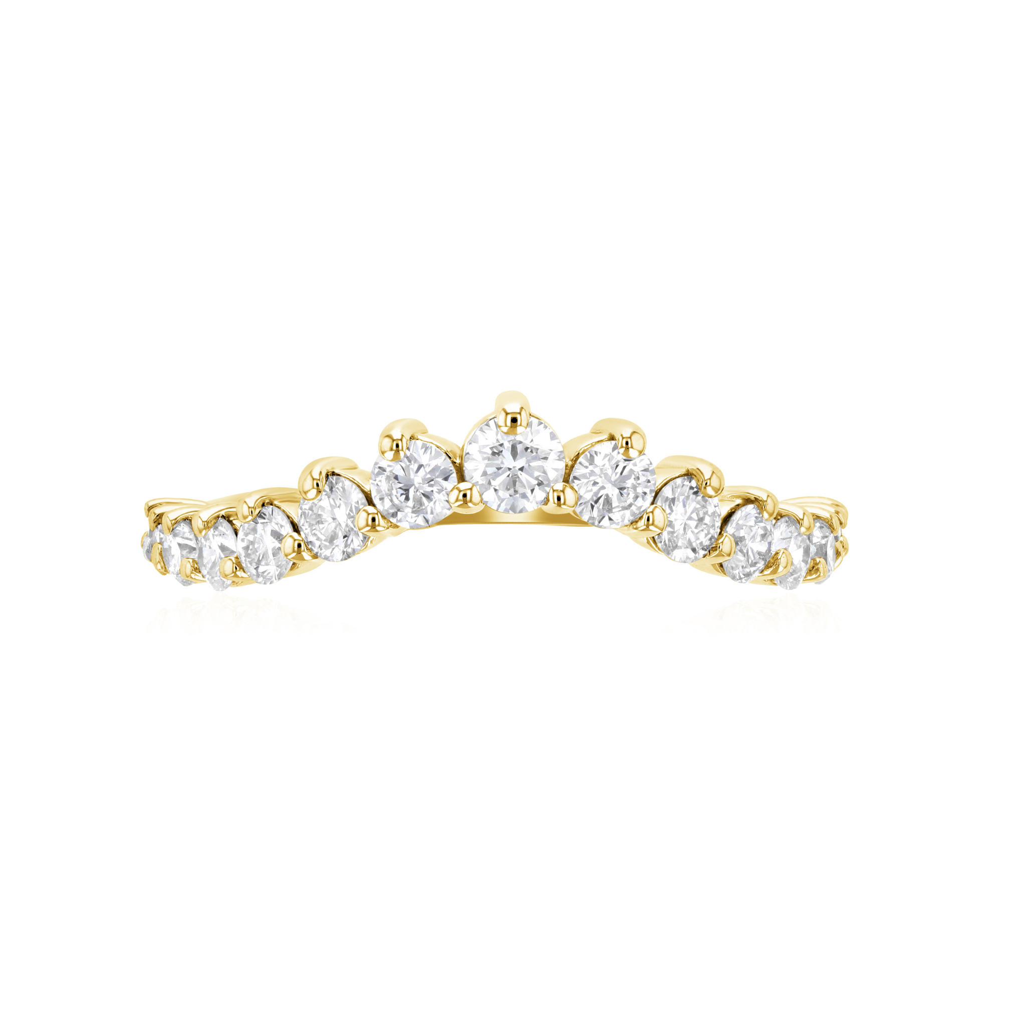 14K yellow gold diamond eternity band with round brilliant stones, timeless fine jewelry
