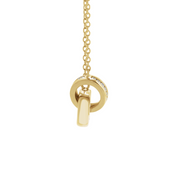 14K gold necklace with diamond-accented interlocking circle pendant, timeless fine jewelry