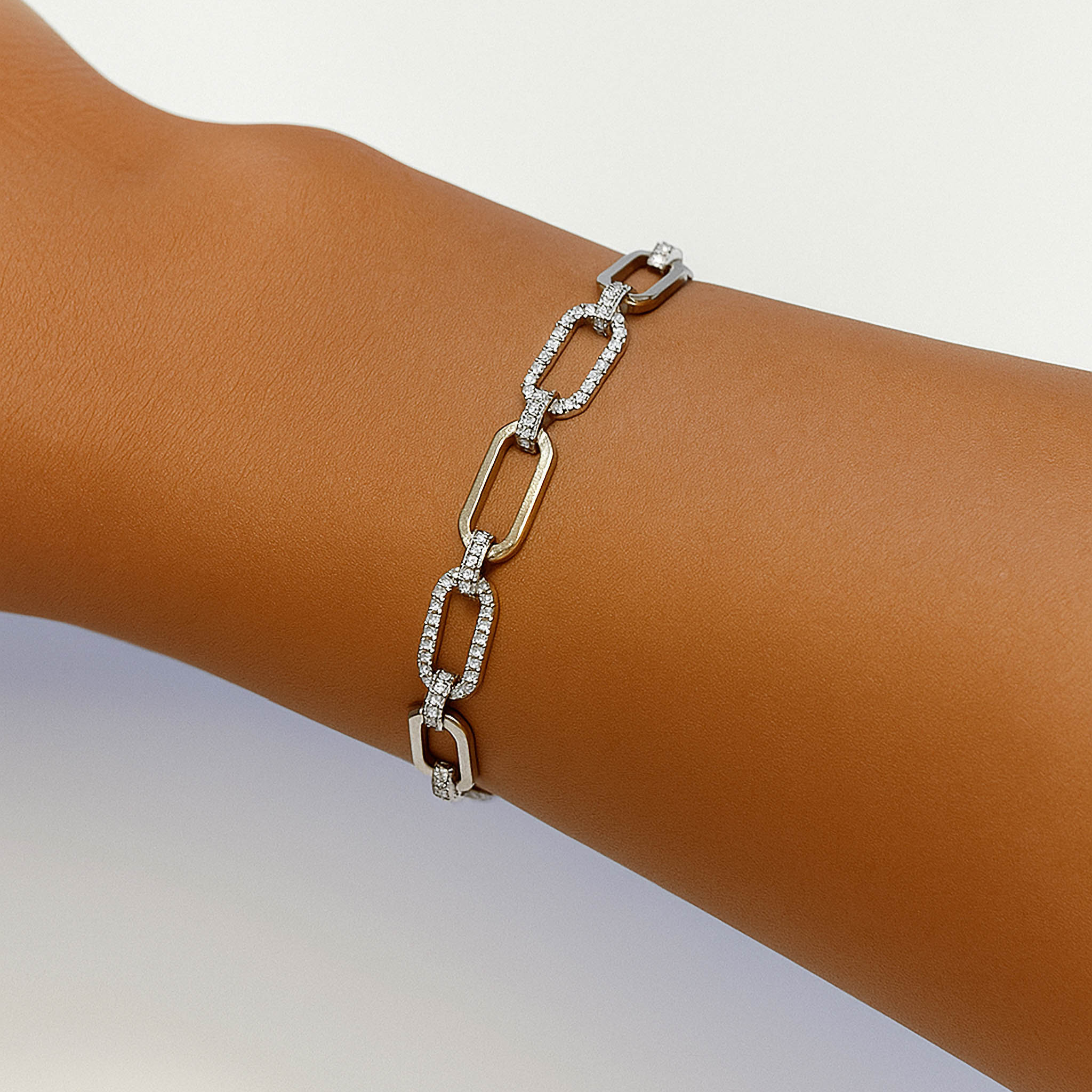 14K gold diamond link bracelet on wrist, timeless fine jewelry for everyday wear