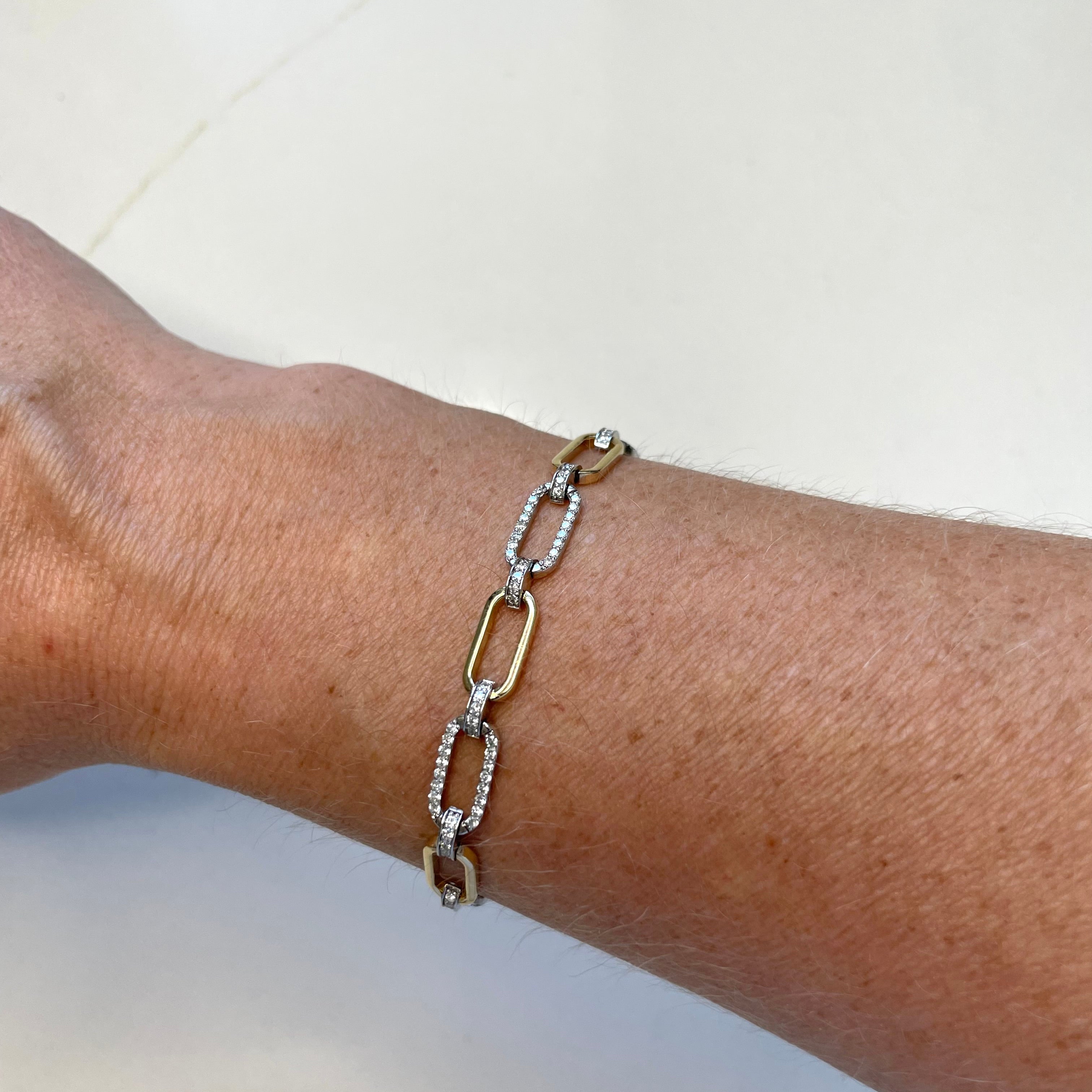 Diamond Link Bracelet in Two-Tone 14K Gold - Iris + Mill