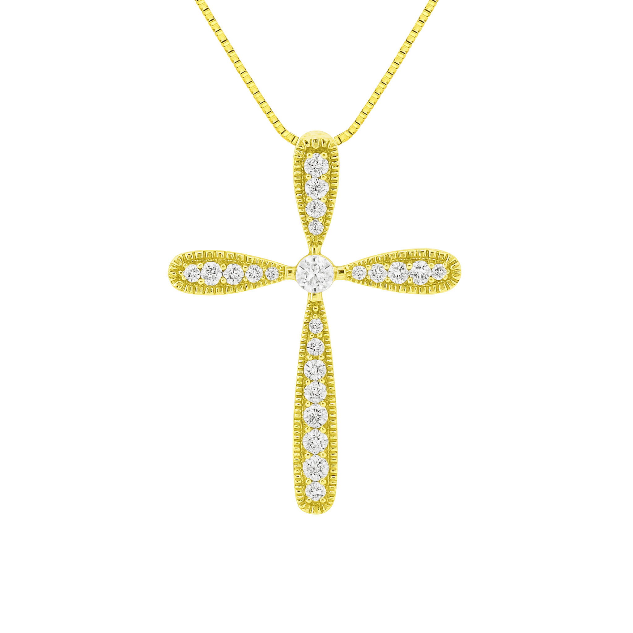 Diamond Milgrain Cross Necklace