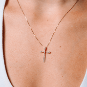 Diamond Milgrain Cross Necklace