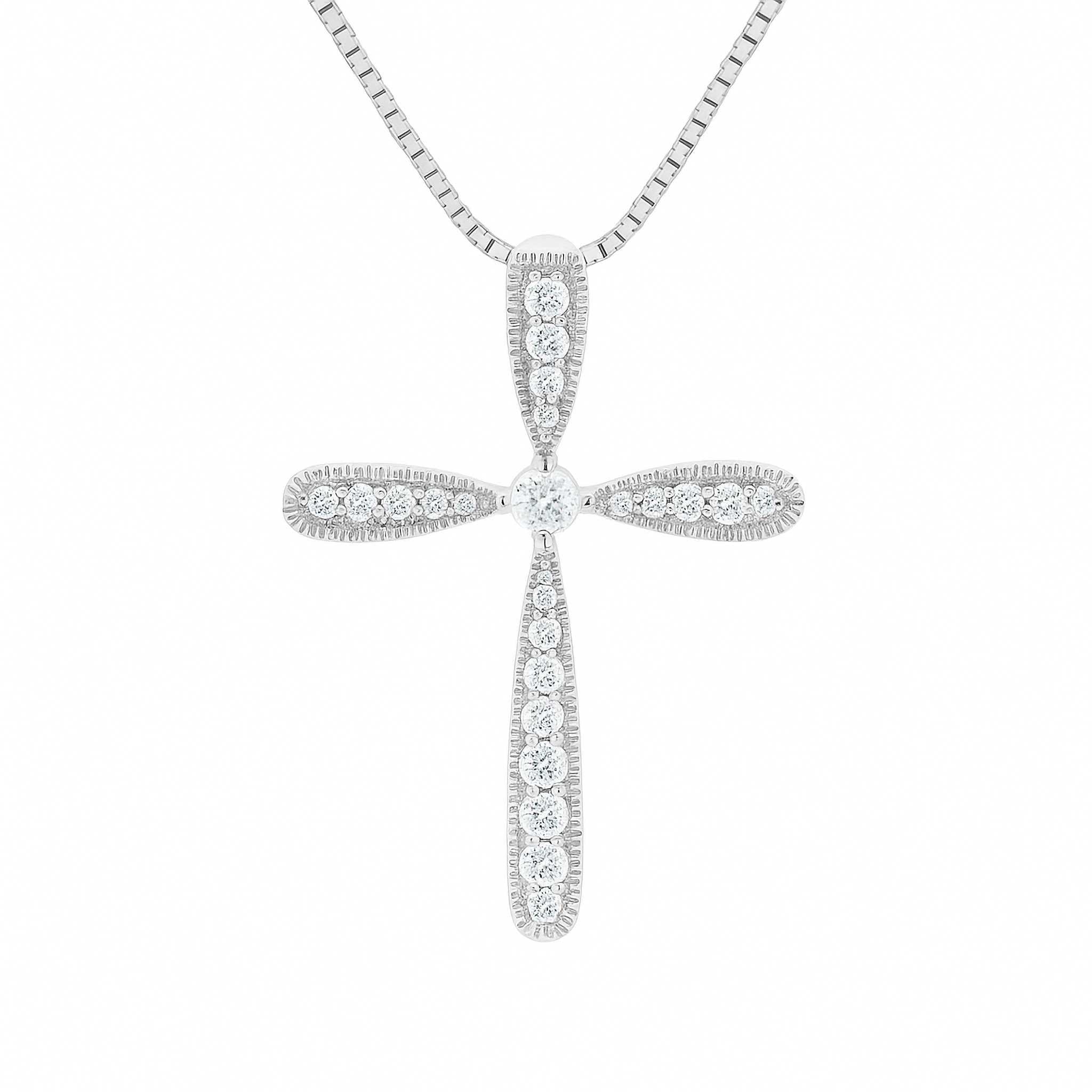 Diamond Milgrain Cross Necklace