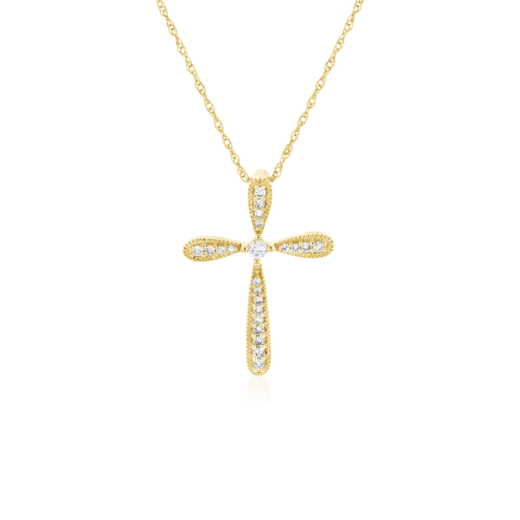 Diamond Milgrain Cross Necklace in 14k Yellow Gold - Iris + Mill