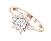 Diamond Star Halo Engagement Ring in 14k Rose Gold