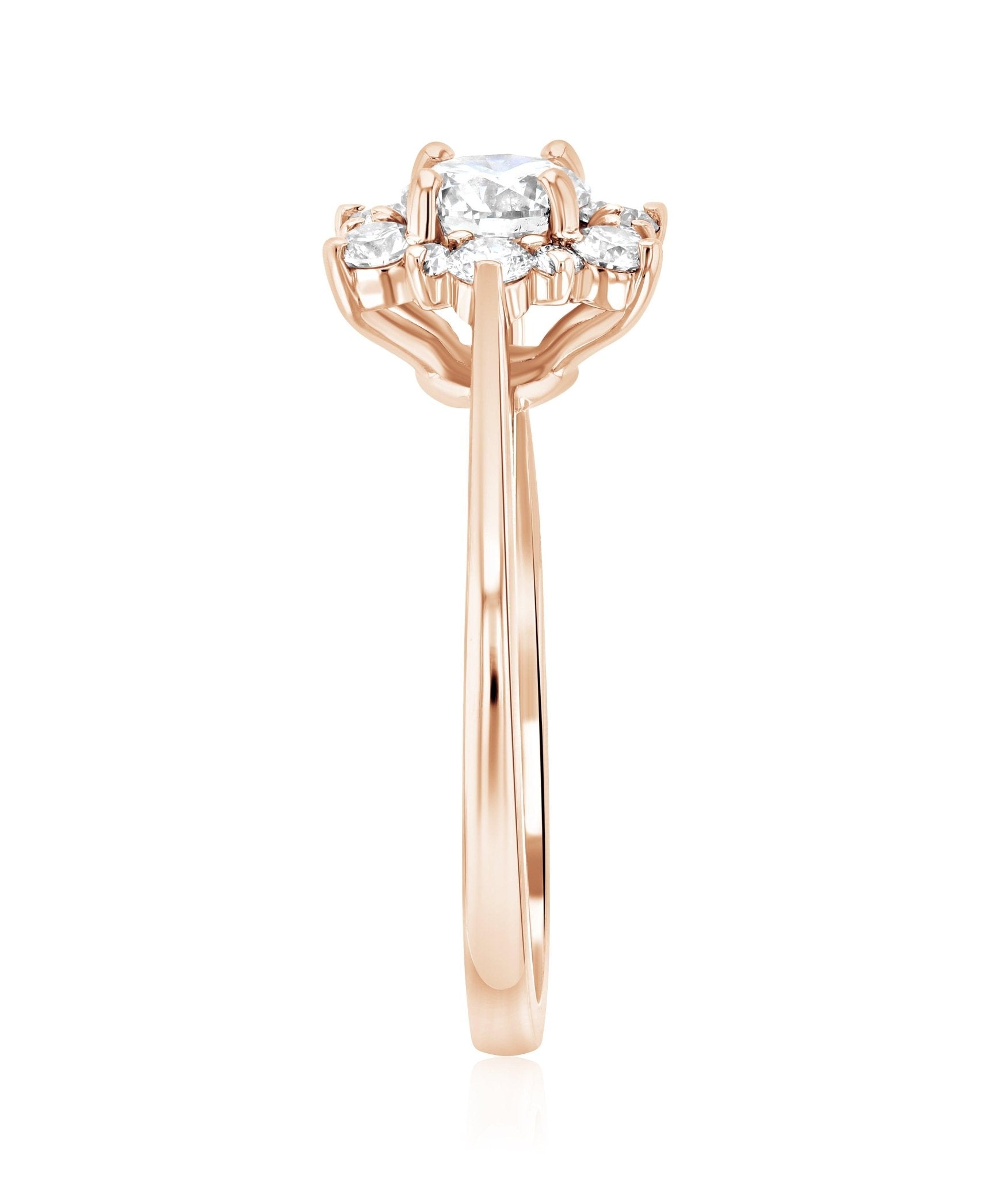Diamond Star Halo Engagement Ring in 14k Rose Gold