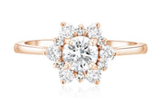 Diamond Star Halo Engagement Ring in 14k Rose Gold