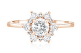 Diamond Star Halo Engagement Ring in 14k Rose Gold