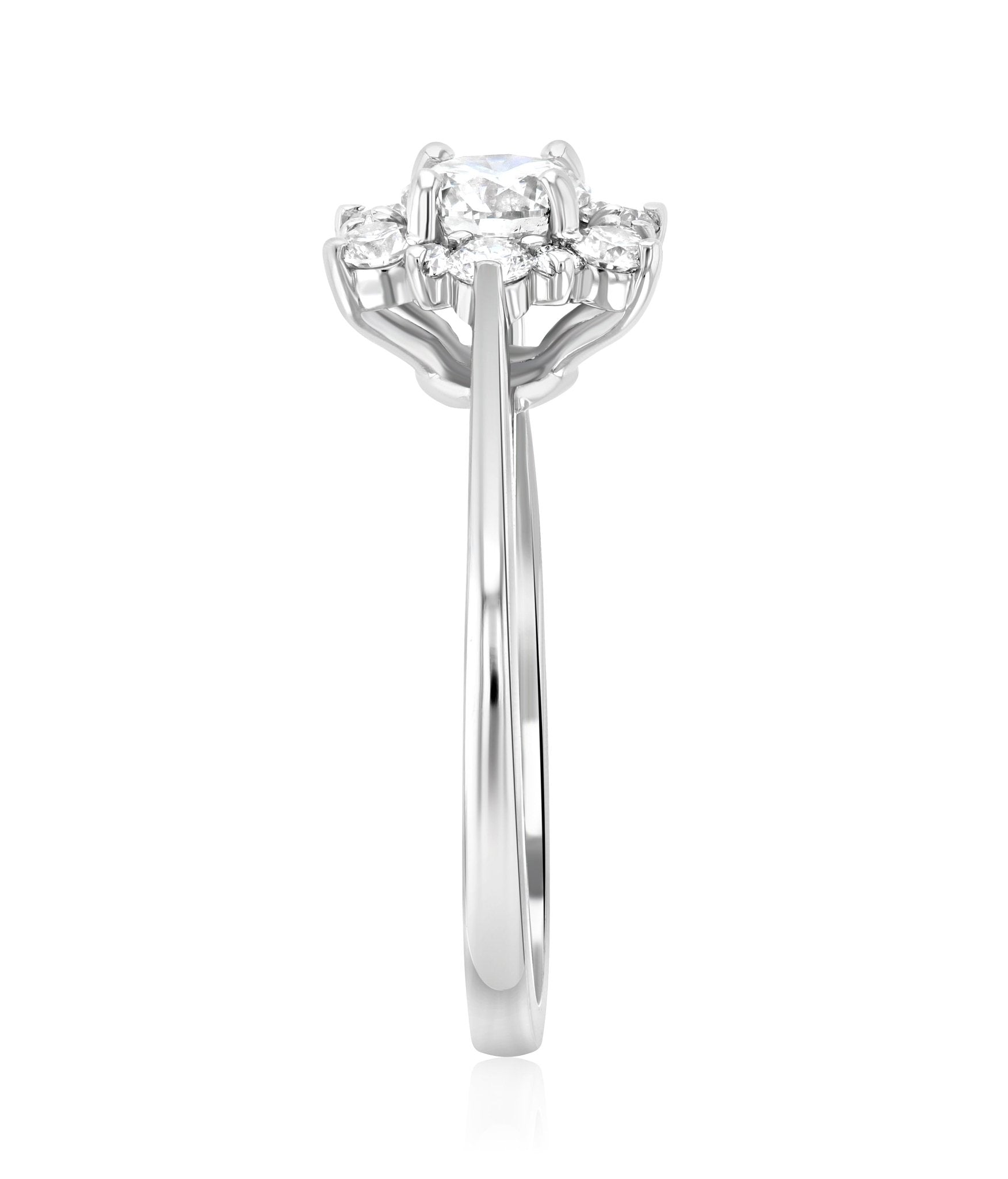 Diamond Star Halo Engagement Ring in 14k White Gold