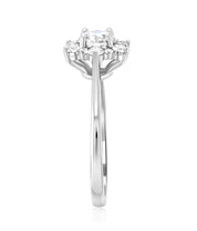 Diamond Star Halo Engagement Ring in 14k White Gold