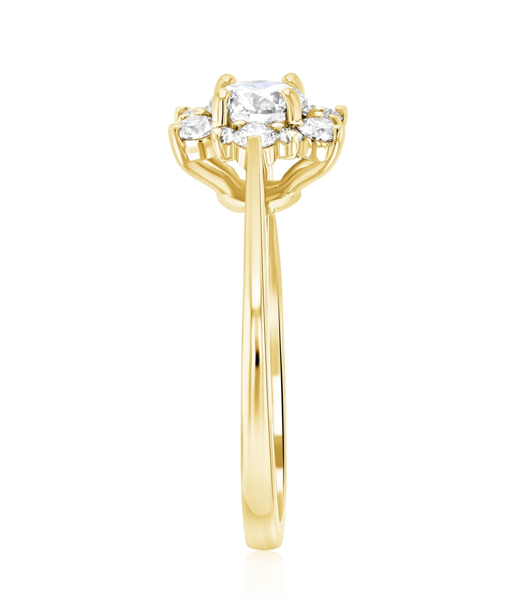 Diamond Star Halo Engagement Ring in 14k Yellow Gold