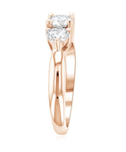 Diamond Three-Stone Shared Prong Engagement Ring in 14k Rose Gold (1 ct. tw.)
