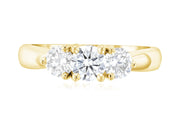 Diamond Three-Stone Shared Prong Engagement Ring in 14k Yellow Gold (1 ct. tw.)