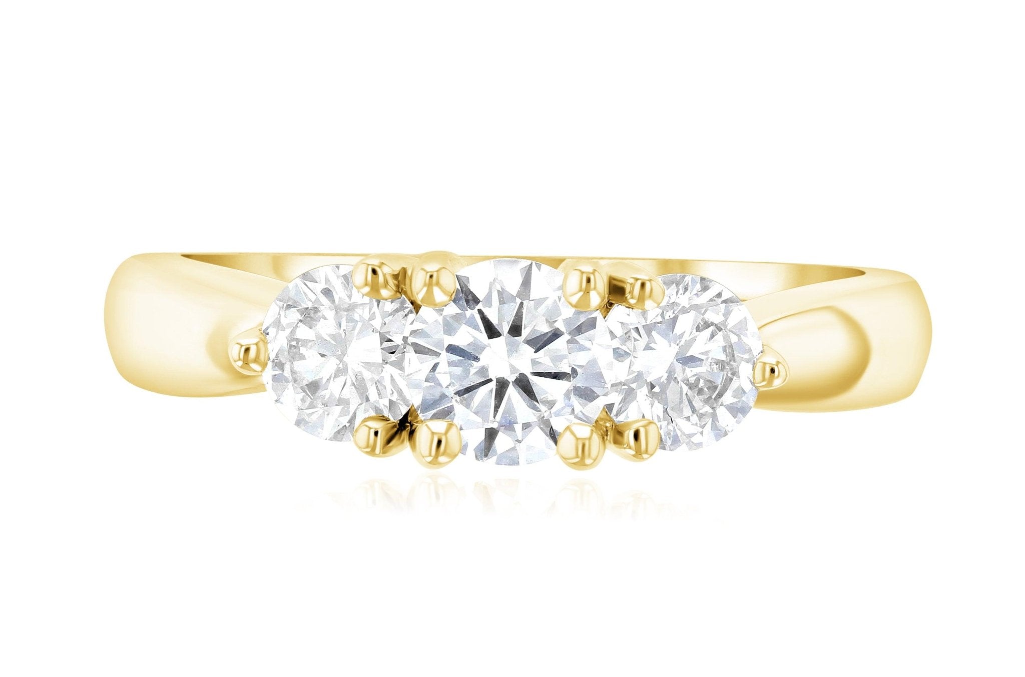 Diamond Three-Stone Shared Prong Engagement Ring in 14k Yellow Gold (1 ct. tw.)