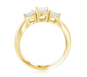 Diamond Three-Stone Shared Prong Engagement Ring in 14k Yellow Gold (1 ct. tw.)