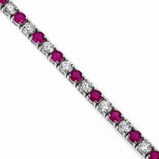 Alternating Diamond and Ruby Tennis Bracelet