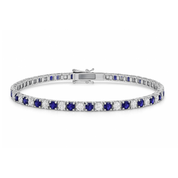 Alternating Diamond and Sapphire Tennis Bracelet