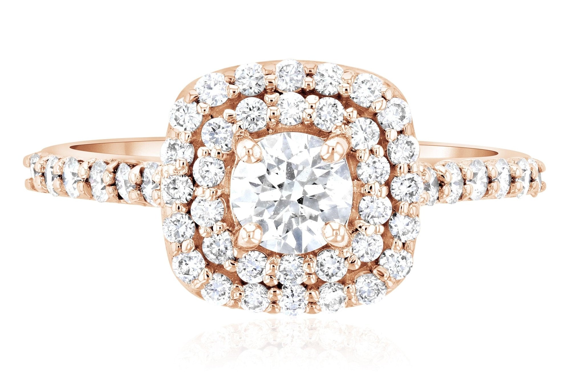 Double Halo Diamond Engagement Ring in 14k Rose Gold