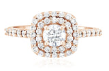 Double Halo Diamond Engagement Ring in 14k Rose Gold