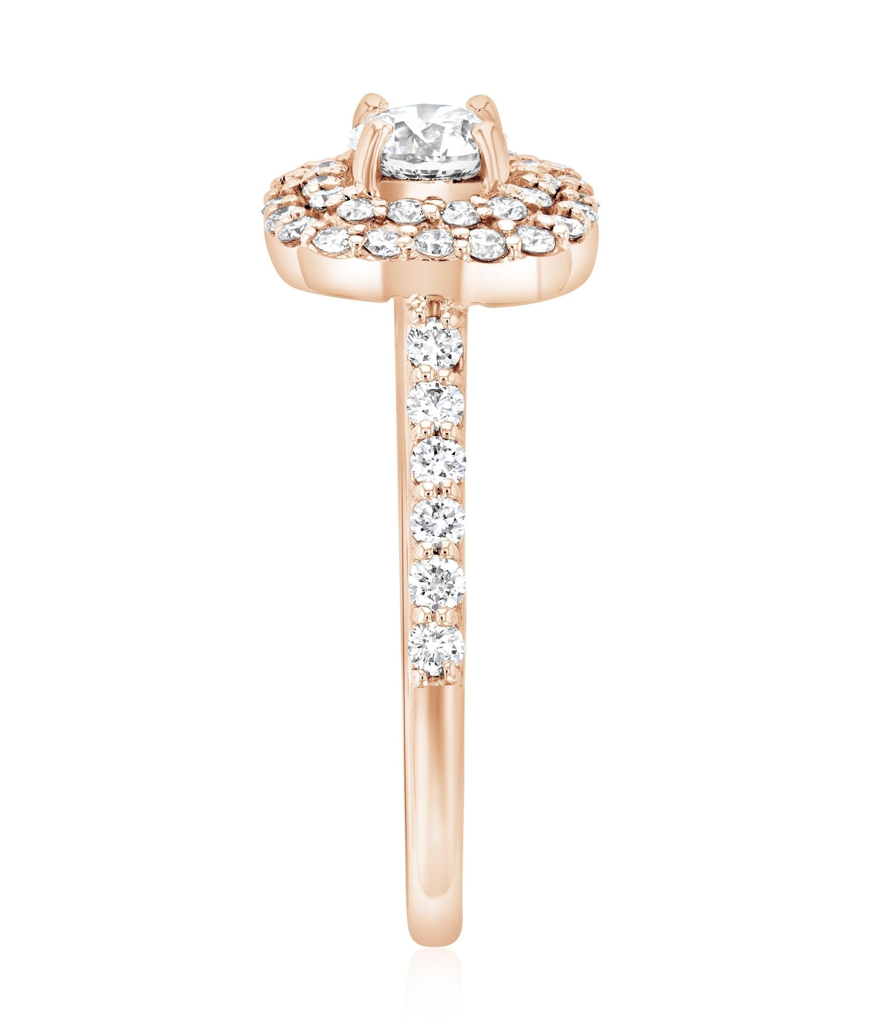 Double Halo Diamond Engagement Ring in 14k Rose Gold