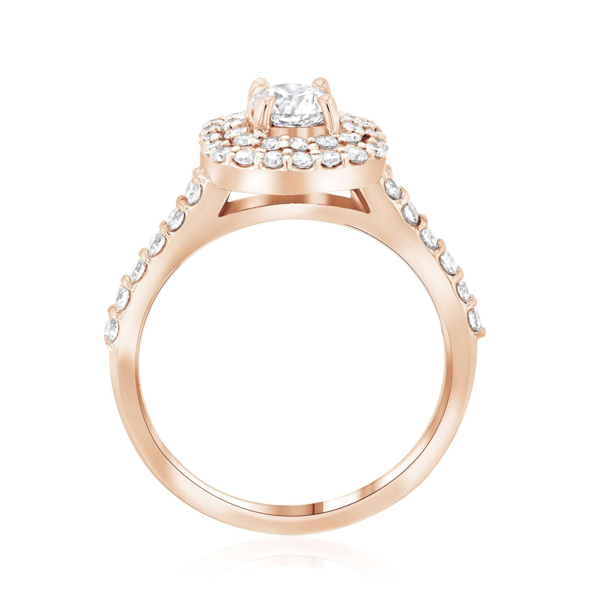 Double Halo Diamond Engagement Ring in 14k Rose Gold