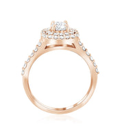 Double Halo Diamond Engagement Ring in 14k Rose Gold