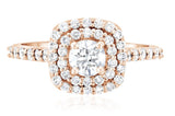 Double Halo Diamond Engagement Ring in 14k Rose Gold