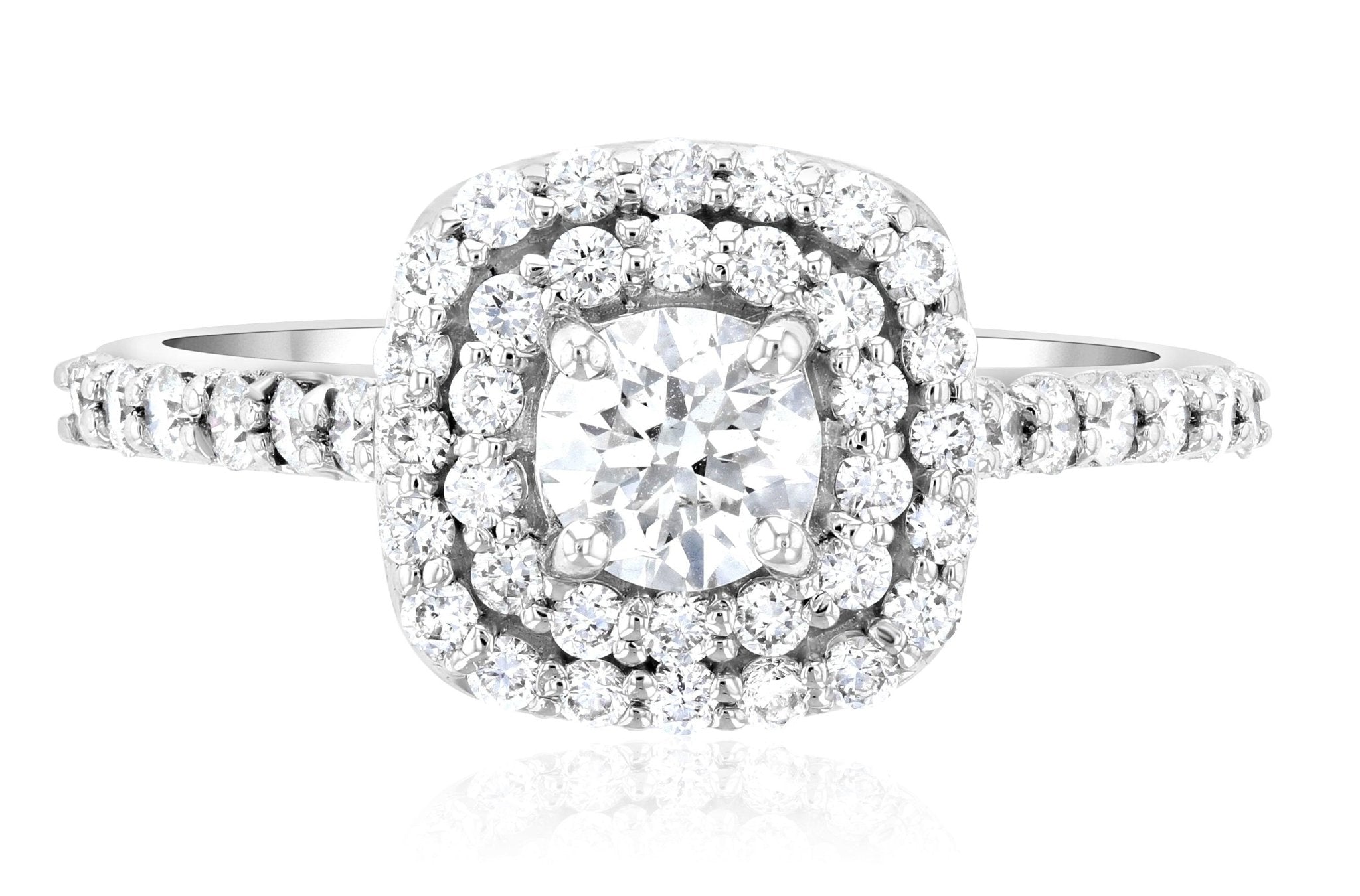 Double Halo Diamond Engagement Ring in 14k White Gold