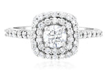 Double Halo Diamond Engagement Ring in 14k White Gold