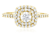 Double Halo Diamond Engagement Ring in 14k Yellow Gold