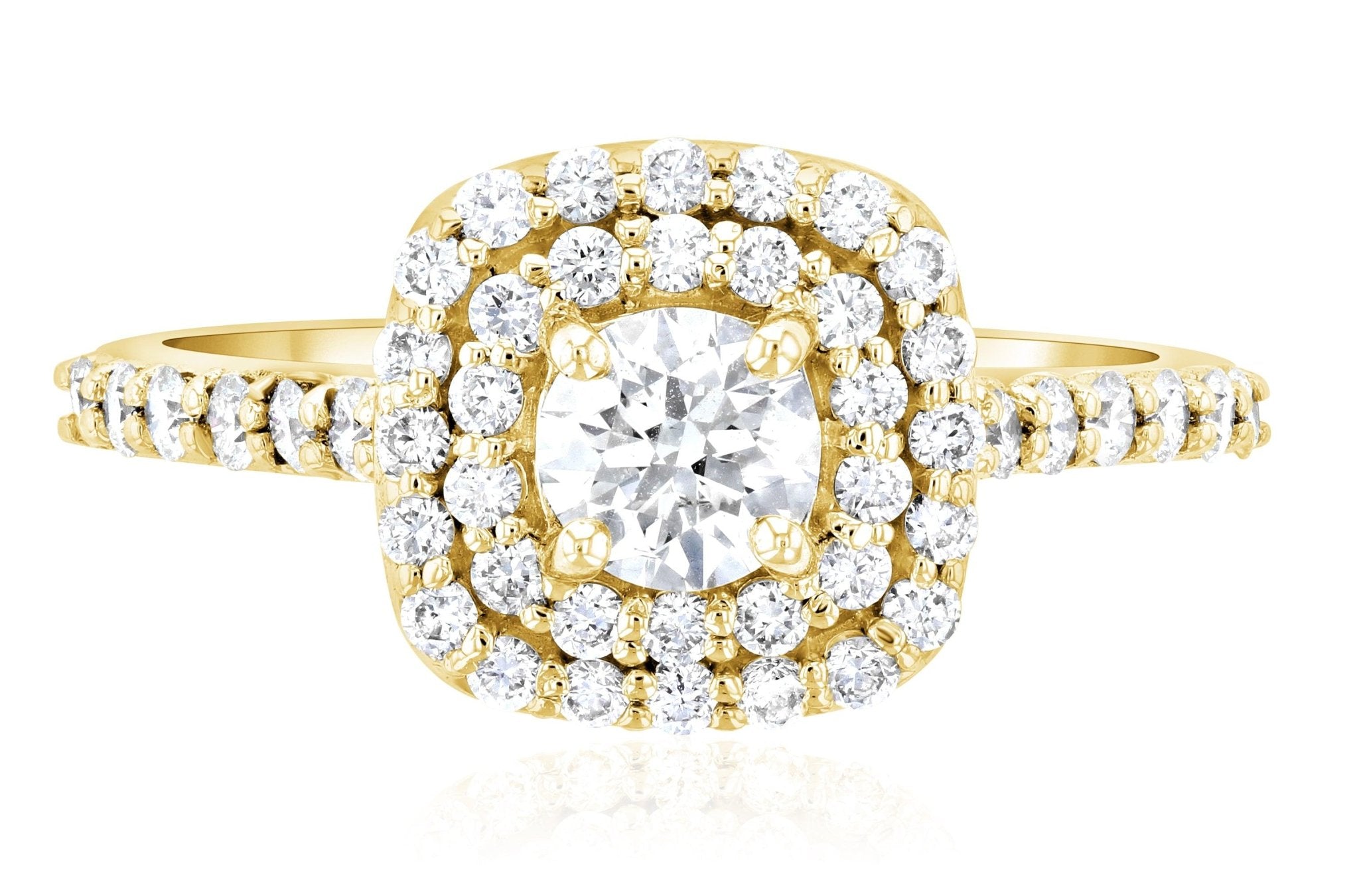 Double Halo Diamond Engagement Ring in 14k Yellow Gold