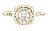 Double Halo Diamond Engagement Ring in 14k Yellow Gold