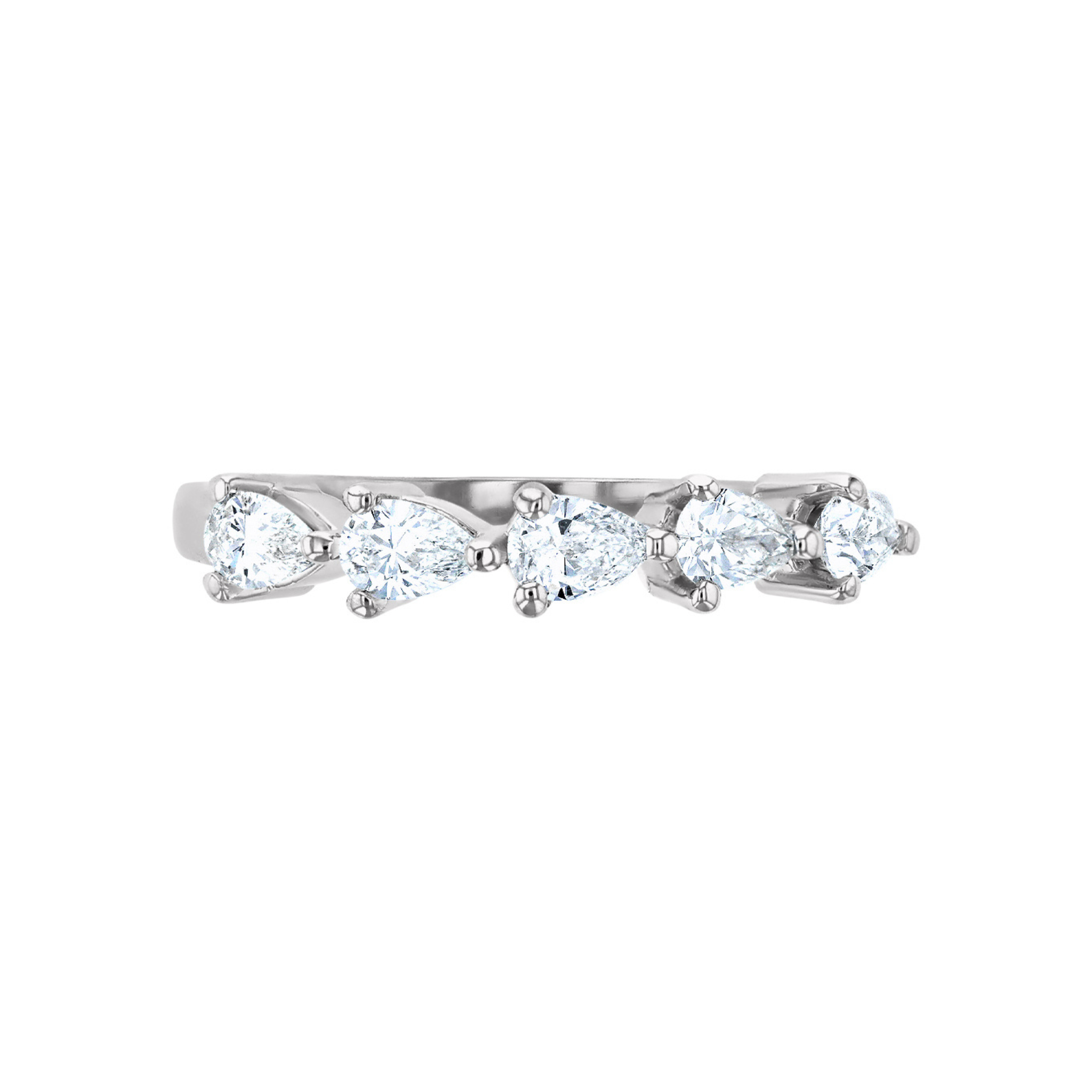 14K gold ring with five pear-cut diamonds, timeless fine jewelry for everyday wear