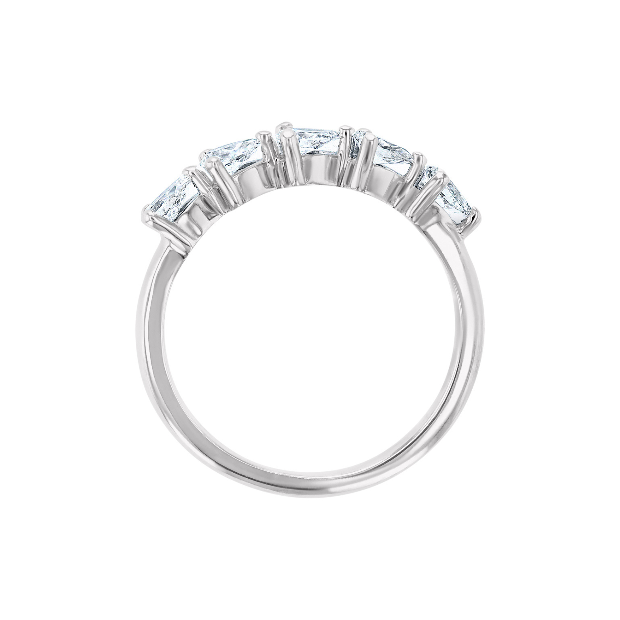 Elegant 14K gold ring with five baguette-cut diamonds, timeless fine jewelry for everyday wear