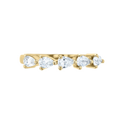 14K gold ring with five pear-cut diamonds, timeless fine jewelry for everyday wear