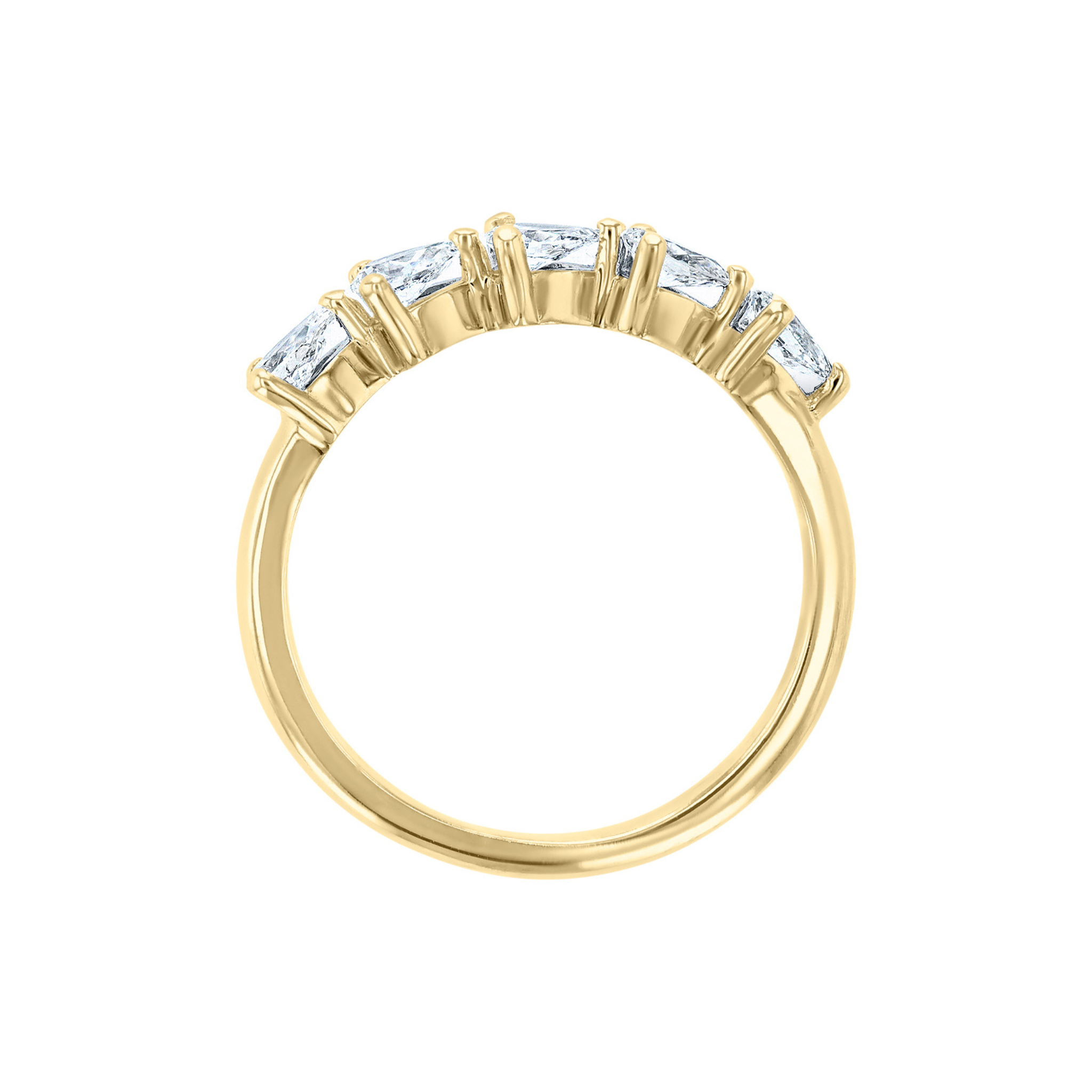 14K gold ring with five baguette diamonds, timeless fine jewelry for everyday wear