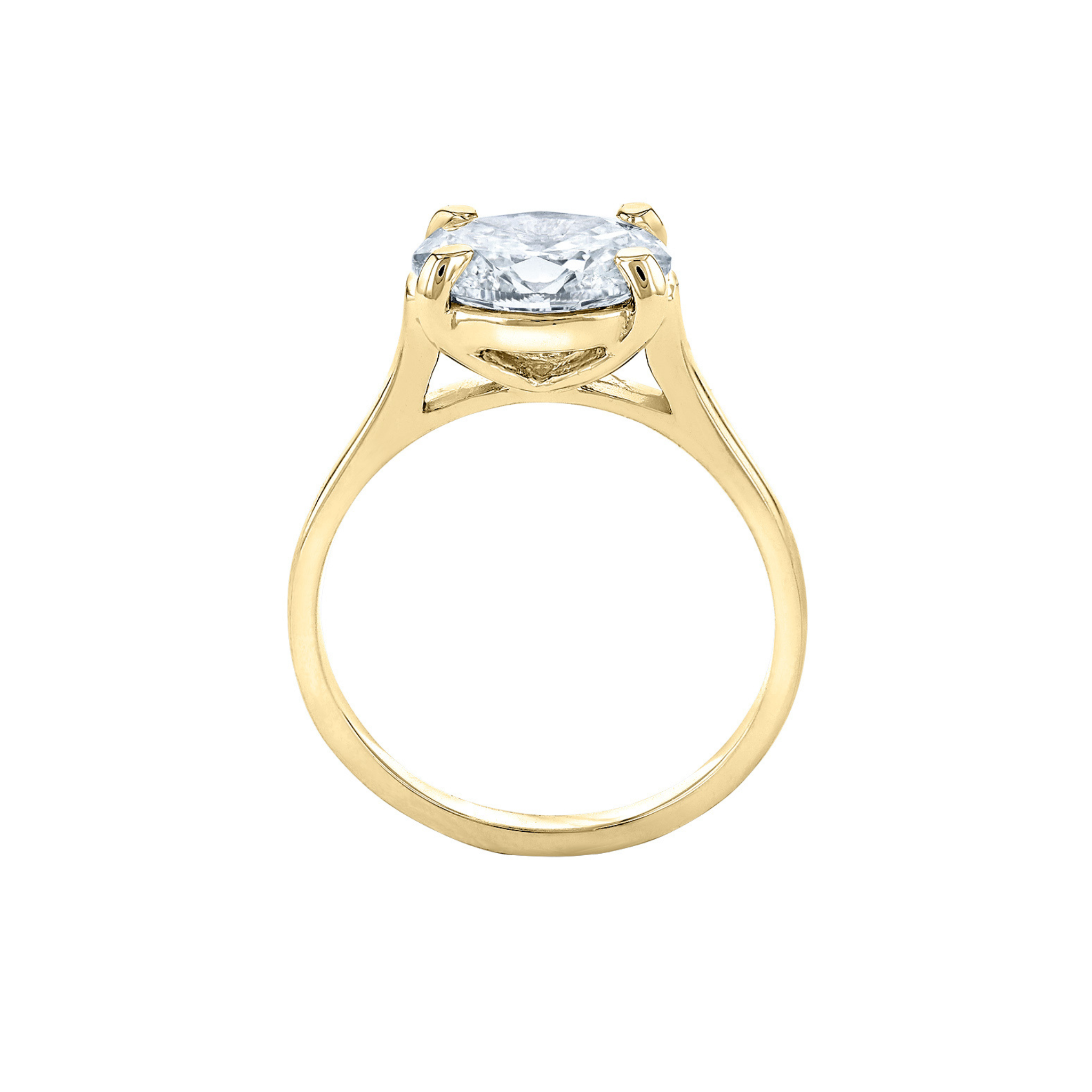 14K gold solitaire engagement ring with oval diamond, timeless fine jewelry design