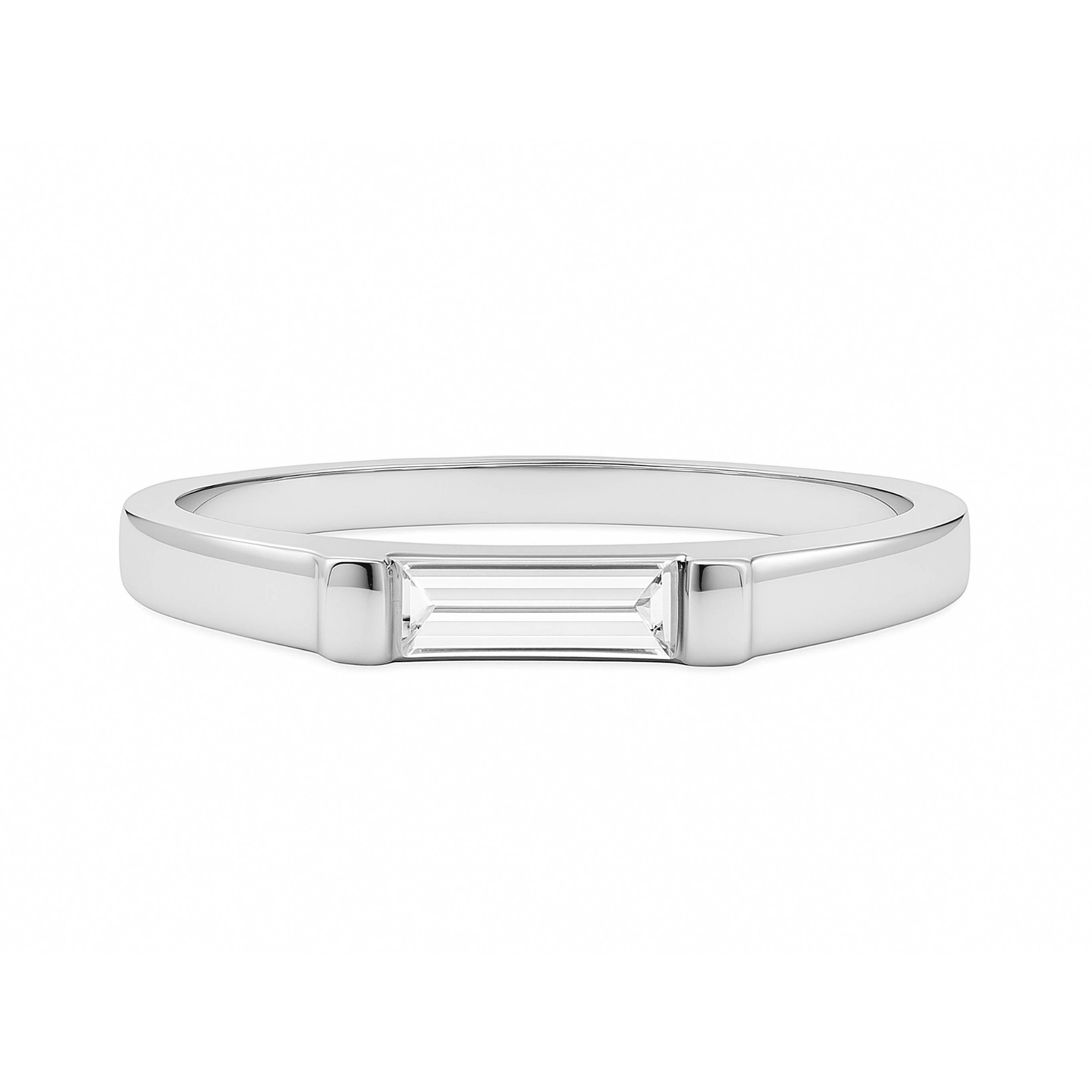 East West Solitaire Baguette Diamond Ring