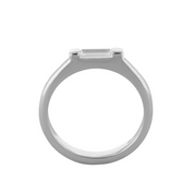 14K white gold ring with baguette diamond, minimalist fine jewelry for everyday wear