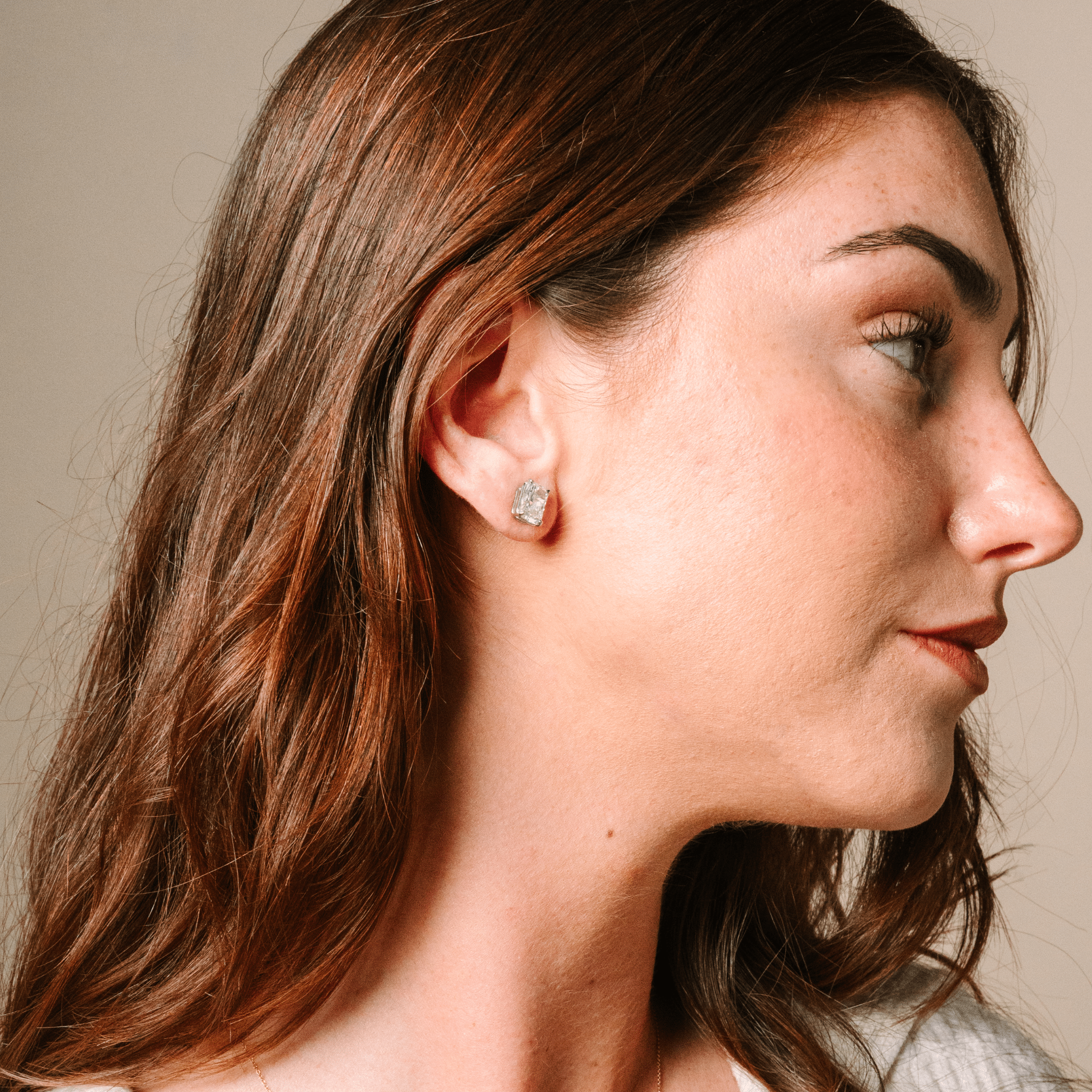 Emerald Cut Lab Grown Diamond Stud Earrings