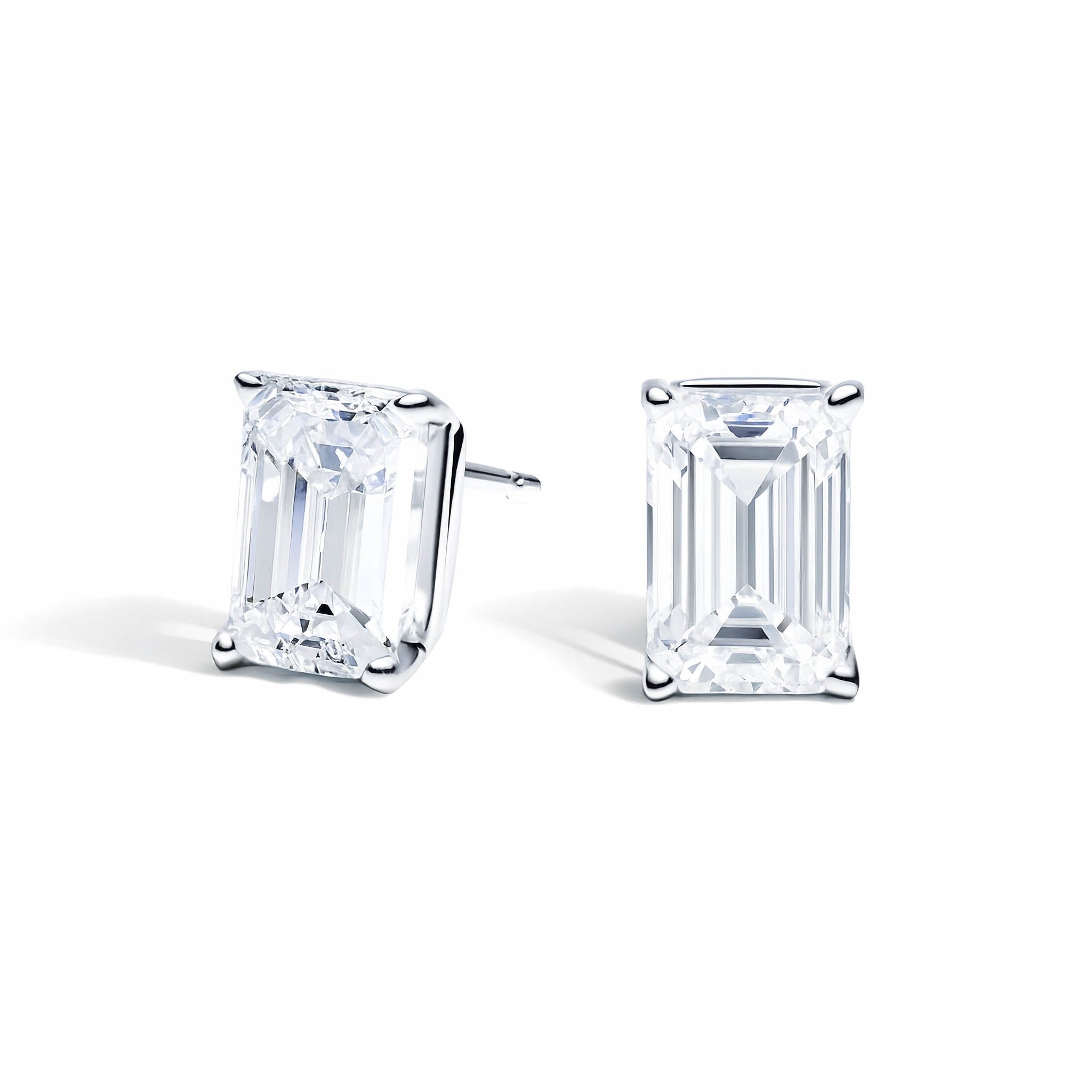 Emerald Cut Lab Grown Diamond Stud Earrings