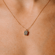Emerald-Cut Solitaire Bezel Lab Grown Diamond Pendant Necklace