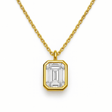 Emerald-Cut Solitaire Bezel Lab Grown Diamond Pendant Necklace