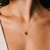 14K gold necklace with emerald cut diamond pendant, delicate chain, timeless fine jewelry
